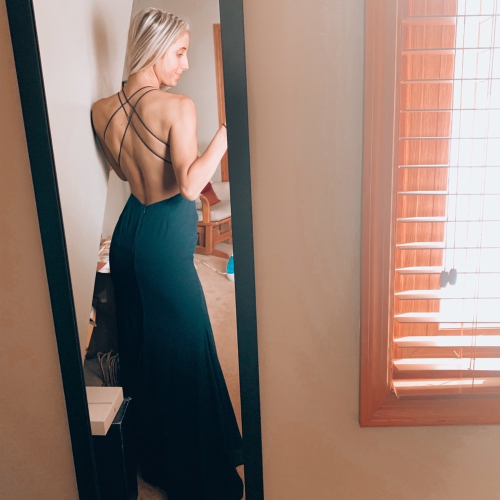 fame and partners navy prom maxi dress